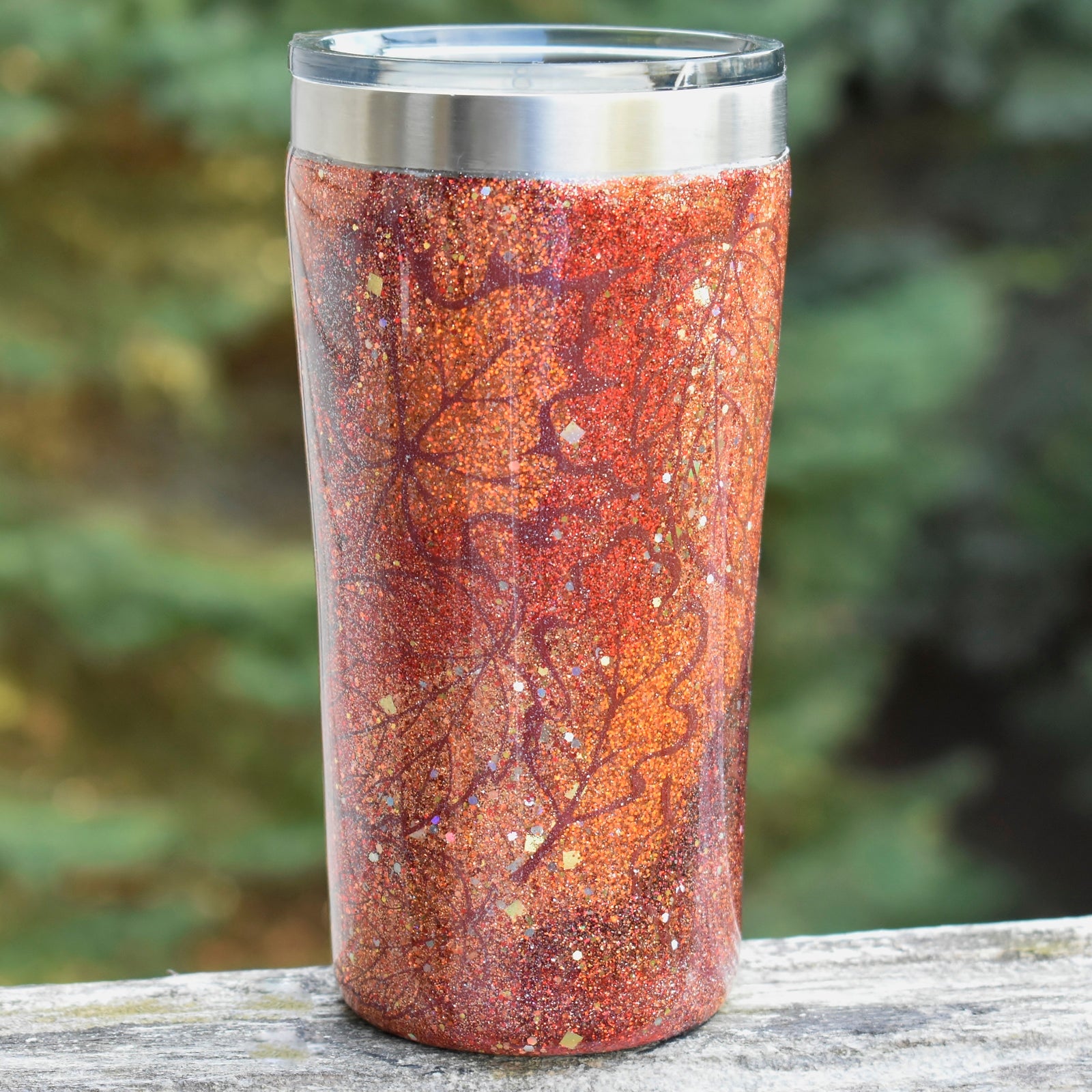 20 oz Fall Leaves Glass Cup