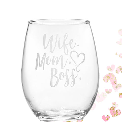 Boss Lady Stemless Wine Glass, Bosss Day Gift, Bosss Birthday Wine Gift,  Christmas Gift for Female Boss 