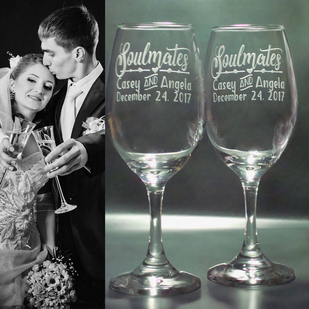 Soulmates Wine Glass Gift Personalized Glasses, True Soulmates
