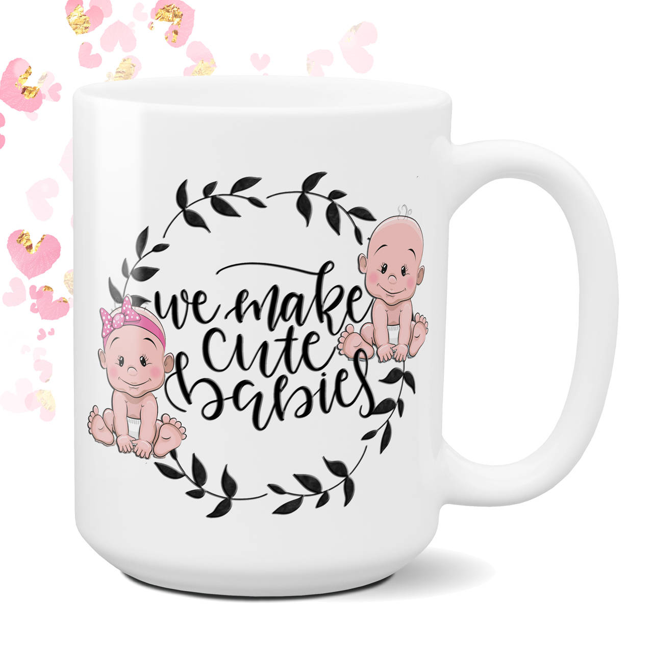 Baby Shower Mug-Tasse: Bébé arrive- Petit Ours Pink