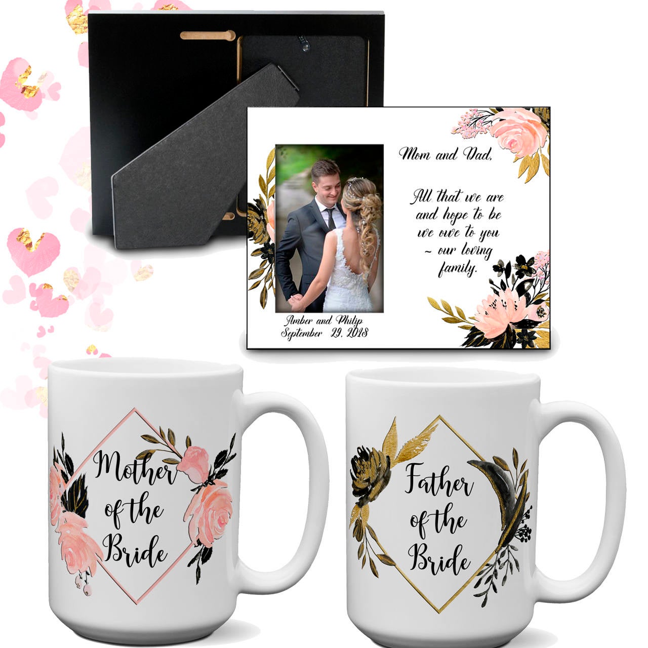 Personalized Parent Wedding Gift Thank You Set Wedding Frame Mother Fa –  Julies Heart