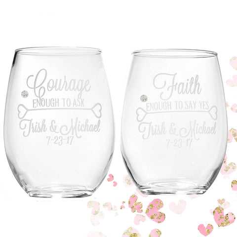 Engraved stemless wine glass – assorted wine sayings