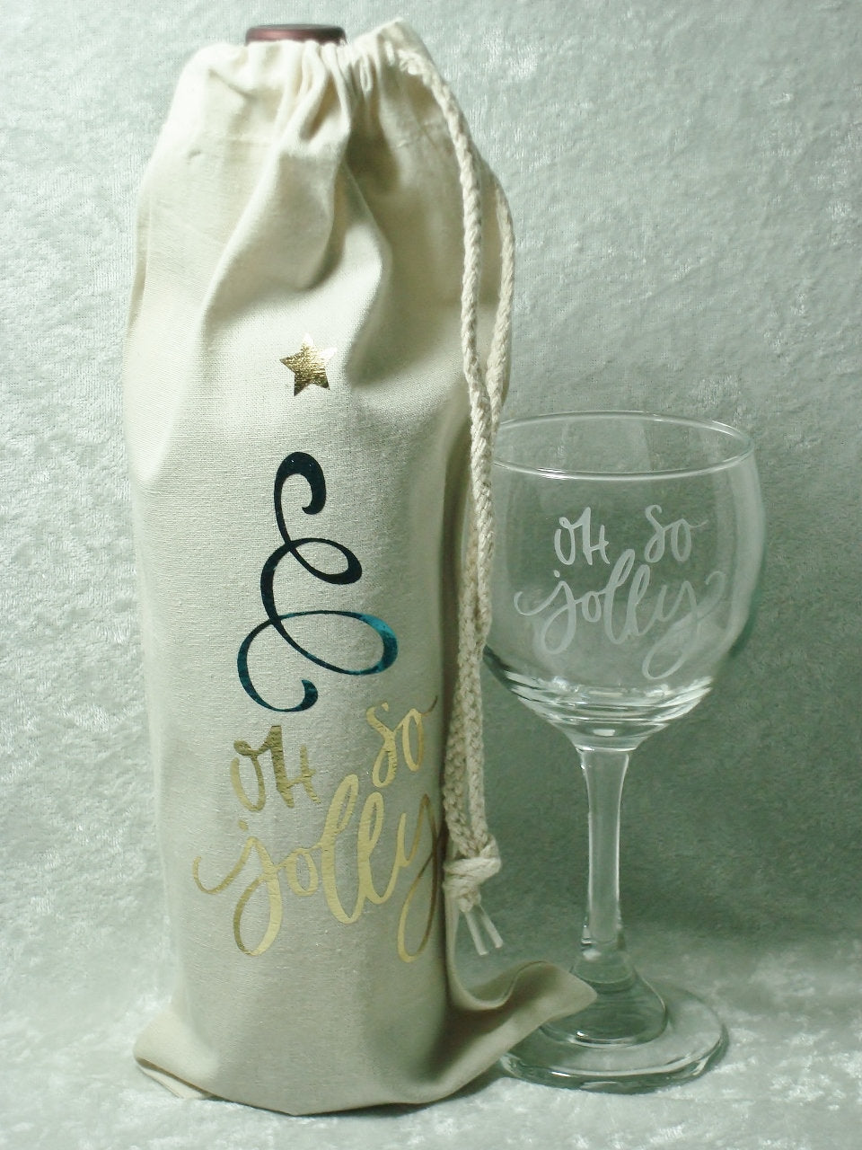 Oh So Jolly Christmas Wine Bag and Glass Gift Set Wine Lover Boss